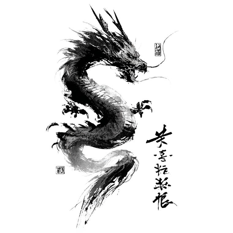 Ink Style Dragon Vinyl Car Decal Sticker – Waterproof & UV-Resistant 3.4133333333333336"