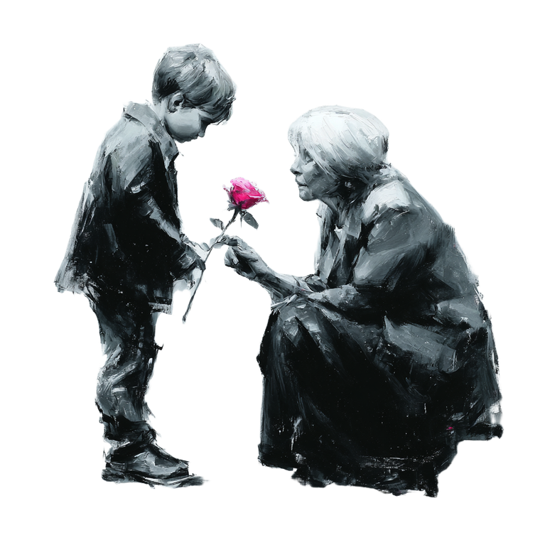 Boy Giving Rose Vinyl Car Decal Sticker – Waterproof & UV-Resistant 6.826666666666667"