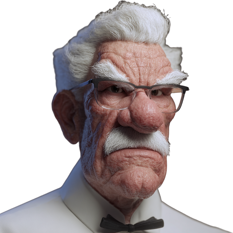 Angry Colonel Sanders Vinyl Car Decal Sticker – Waterproof & UV-Resistant 3.4133333333333336"