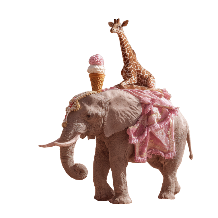 Elephant With Giraffe Vinyl Car Decal Sticker – Waterproof & UV-Resistant 3.4133333333333336"