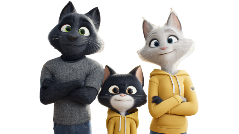 Anthropomorphic Cat Family Vinyl Car Decal Sticker – Waterproof & UV-Resistant 2.72"