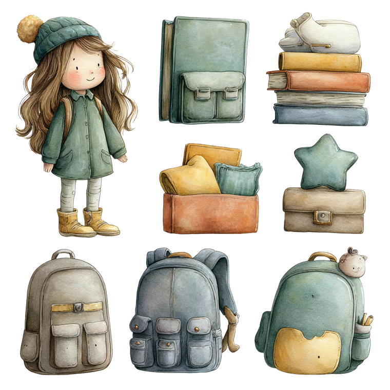 Girl With Backpack V2 Vinyl Car Decal Sticker – Waterproof & UV-Resistant 6.826666666666667"