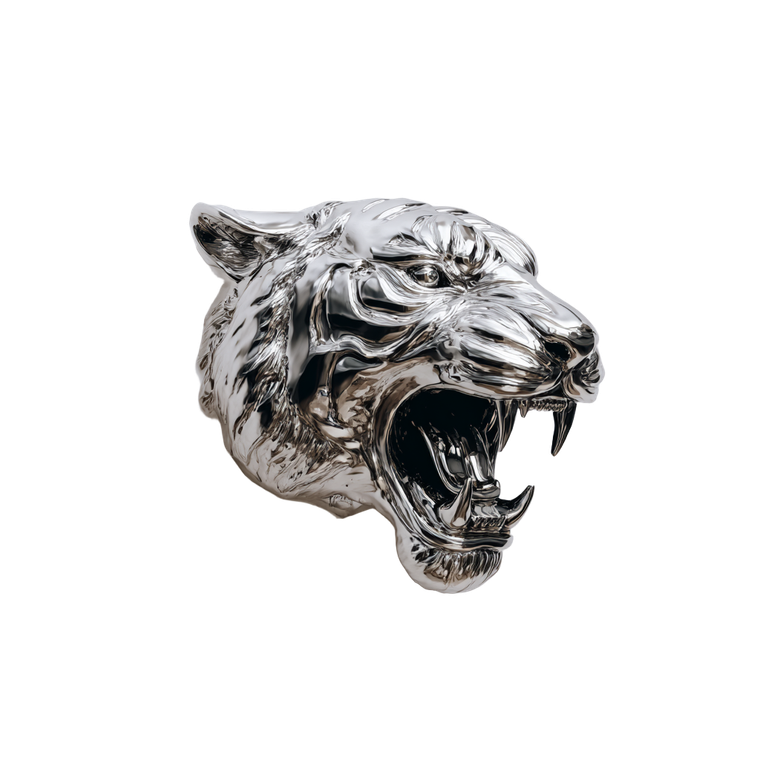 Chrome Tiger Head Vinyl Car Decal Sticker – Waterproof & UV-Resistant 6.826666666666667"