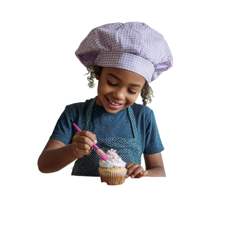 Girl Decorating Cupcakes Vinyl Car Decal Sticker – Waterproof & UV-Resistant 3.4133333333333336"