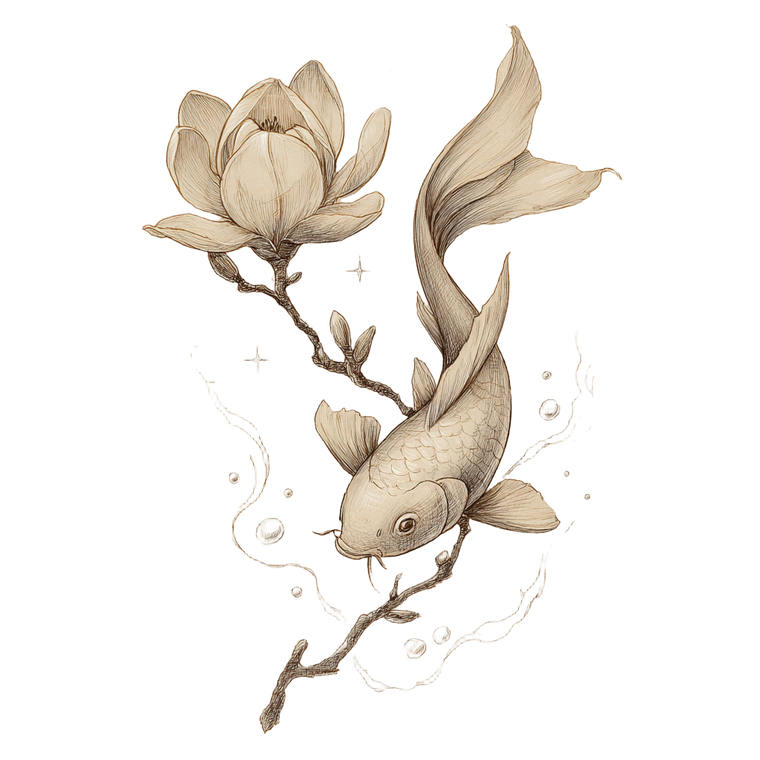 Floral Fish Drawing V2 Vinyl Car Decal Sticker – Waterproof & UV-Resistant 3.4133333333333336"