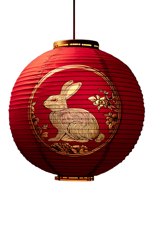Red Rabbit Lantern Vinyl Car Decal Sticker – Waterproof & UV-Resistant 4.4
