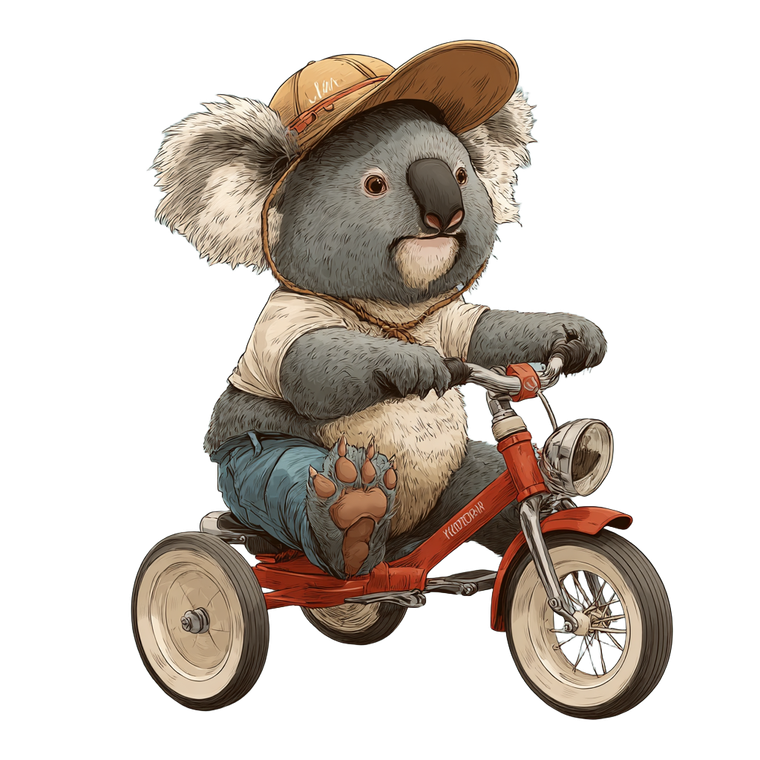 Koala On Tricycle Vinyl Car Decal Sticker – Waterproof & UV-Resistant 3.4133333333333336"