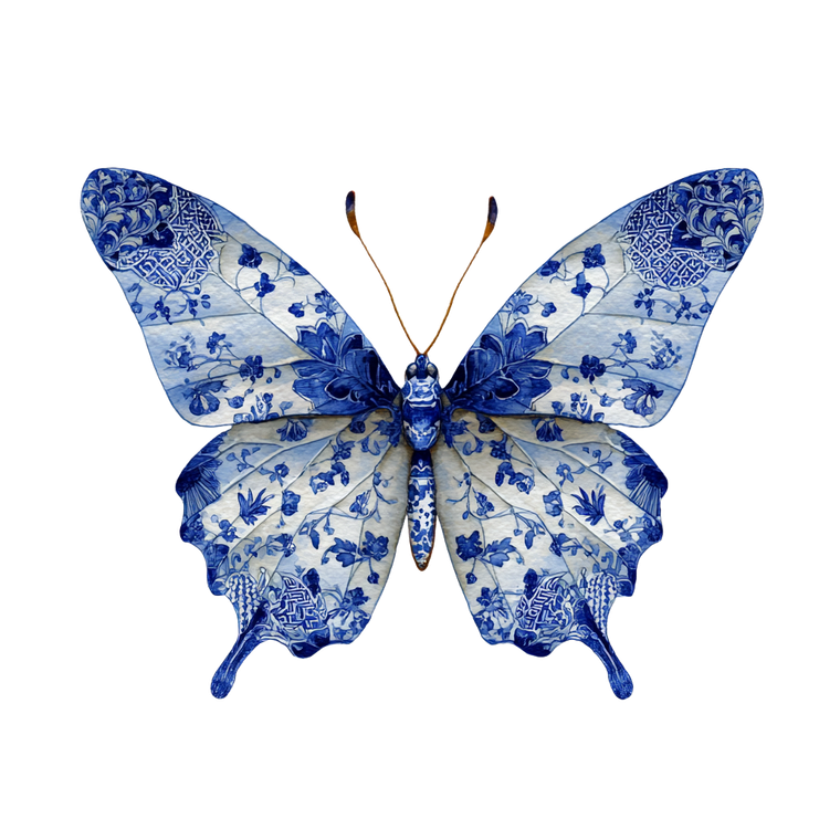 Porcelain Butterfly Vinyl Car Decal Sticker – Waterproof & UV-Resistant 3.4133333333333336"