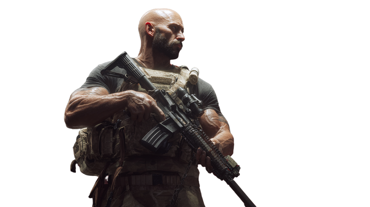 Bald Muscular Commando Vinyl Car Decal Sticker – Waterproof & UV-Resistant 2.72"