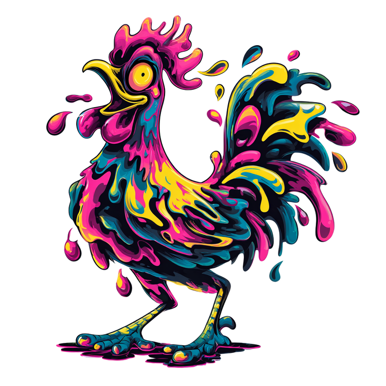 Psychedelic Cartoon Rooster Vinyl Car Decal Sticker – Waterproof & UV-Resistant 3.4133333333333336"