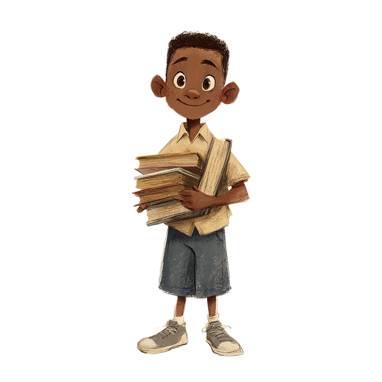 Young Boy Holding Books Vinyl Car Decal Sticker – Waterproof & UV-Resistant 3.4133333333333336"