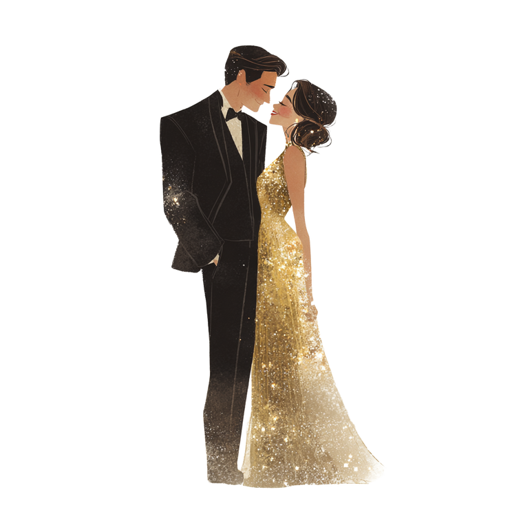 Romantic Couple Illustration V4 Vinyl Car Decal Sticker – Waterproof & UV-Resistant 6.826666666666667"