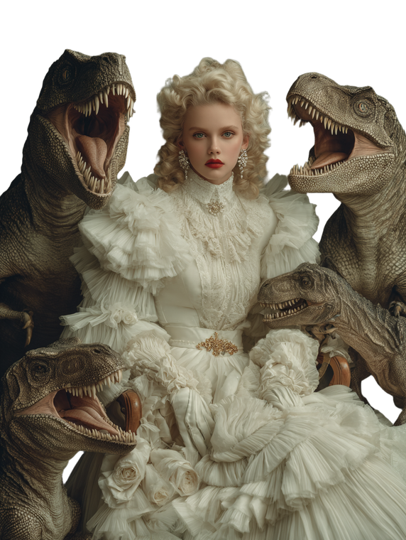 Victorian Dinosaur Portrait Vinyl Car Decal Sticker – Waterproof & UV-Resistant 8.213333333333333"