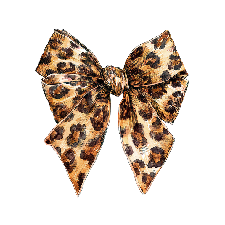 Leopard Print Bow Vinyl Car Decal Sticker – Waterproof & UV-Resistant 6.826666666666667"
