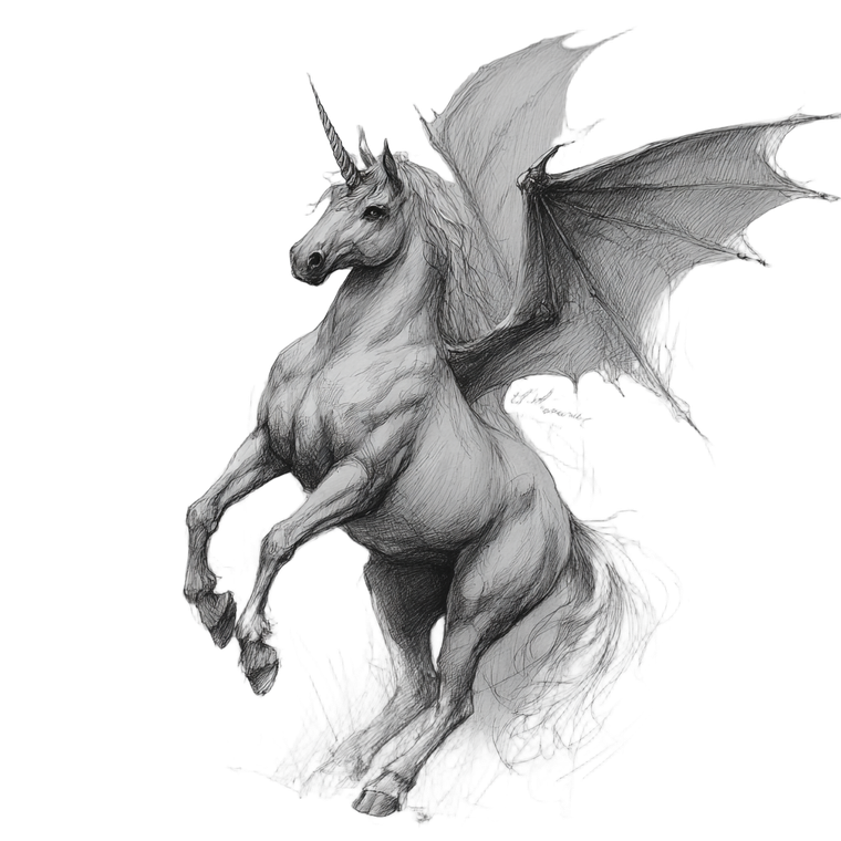 Goth Unicorn Sketch Vinyl Car Decal Sticker – Waterproof & UV-Resistant 3.4133333333333336"