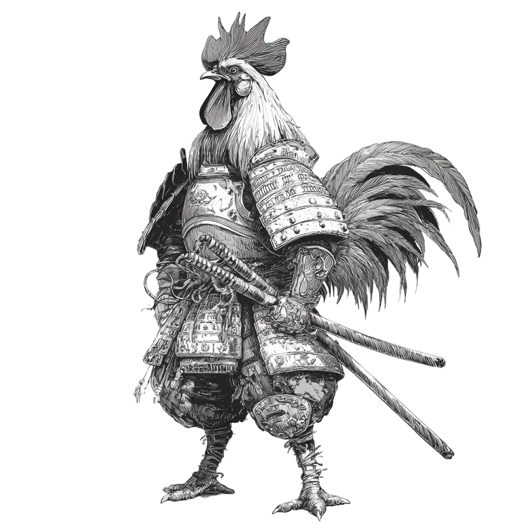 Samurai Rooster V3 Vinyl Car Decal Sticker – Waterproof & UV-Resistant 3.4133333333333336"