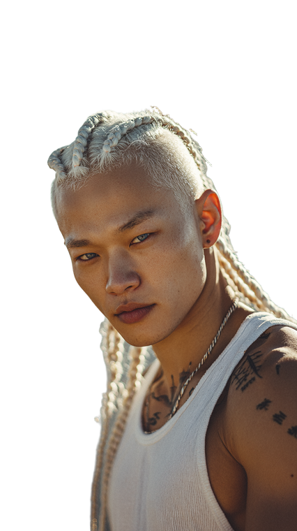 Albino East Asian Man Vinyl Car Decal Sticker – Waterproof & UV-Resistant 4.8533333333333335"