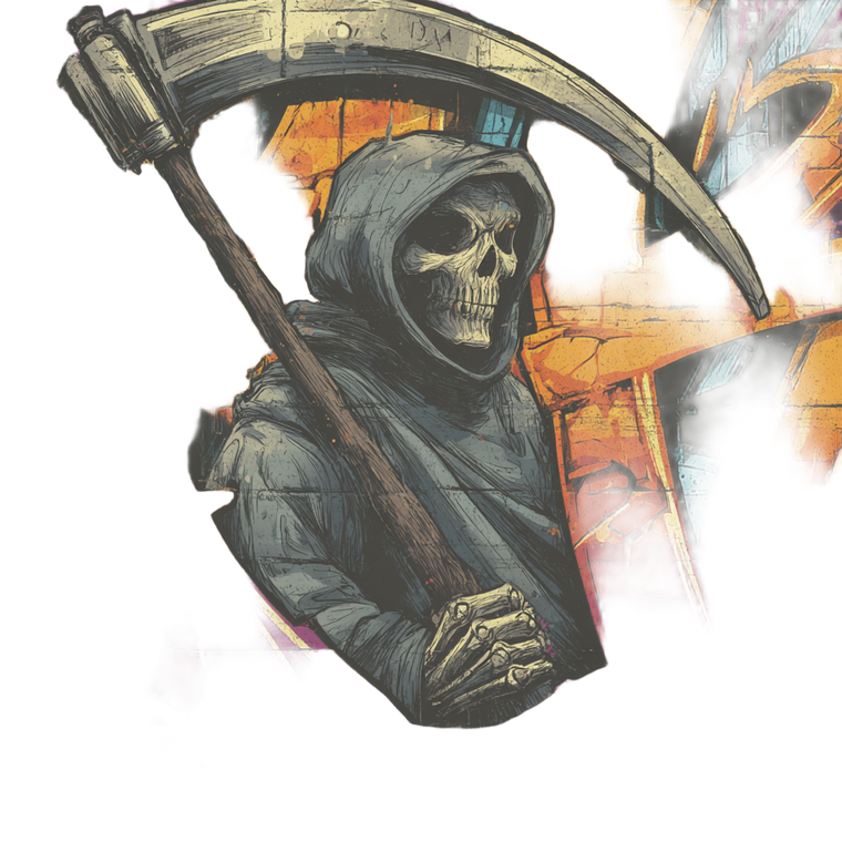 Grim Reaper Sickle Vinyl Car Decal Sticker – Waterproof & UV-Resistant 3.4133333333333336"