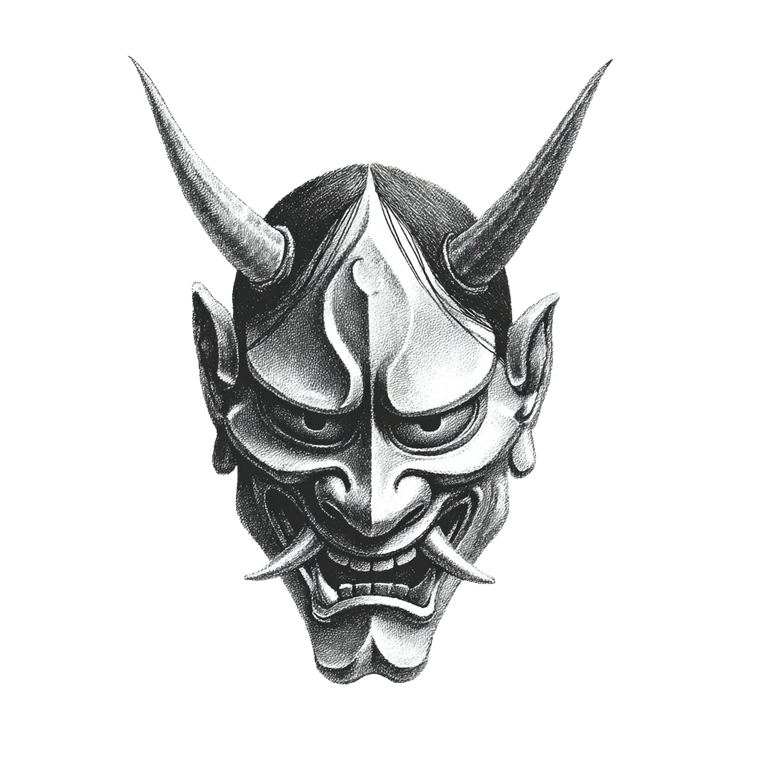 Hannya Tattoo Design Vinyl Car Decal Sticker – Waterproof & UV-Resistant 3.4133333333333336"