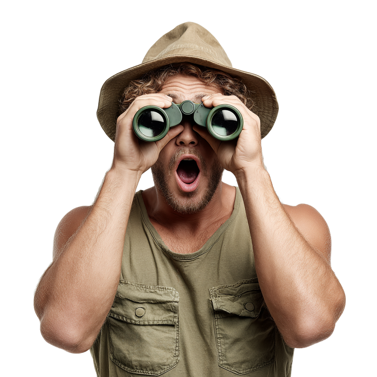 Man With Binoculars V9 Vinyl Car Decal Sticker – Waterproof & UV-Resistant 3.4133333333333336"
