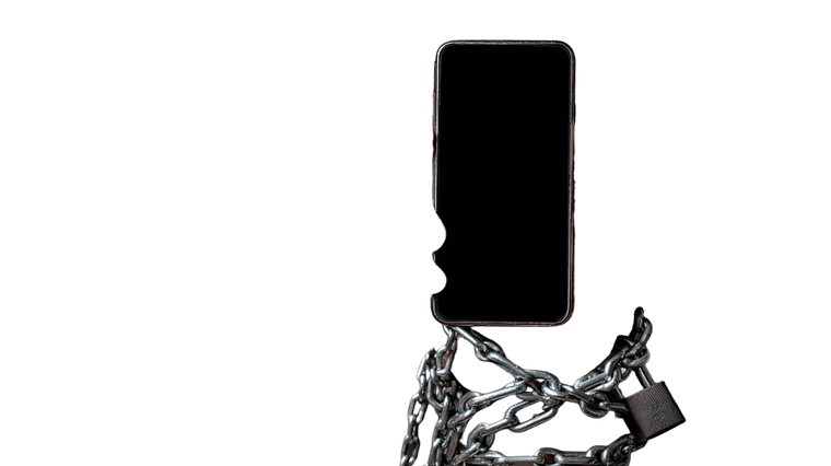 Chained Smartphone Hand Vinyl Car Decal Sticker – Waterproof & UV-Resistant 2.72"