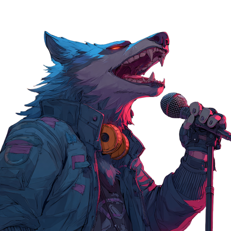 Cyberpunk Werewolf Karaoke Vinyl Car Decal Sticker – Waterproof & UV-Resistant 3.4133333333333336"