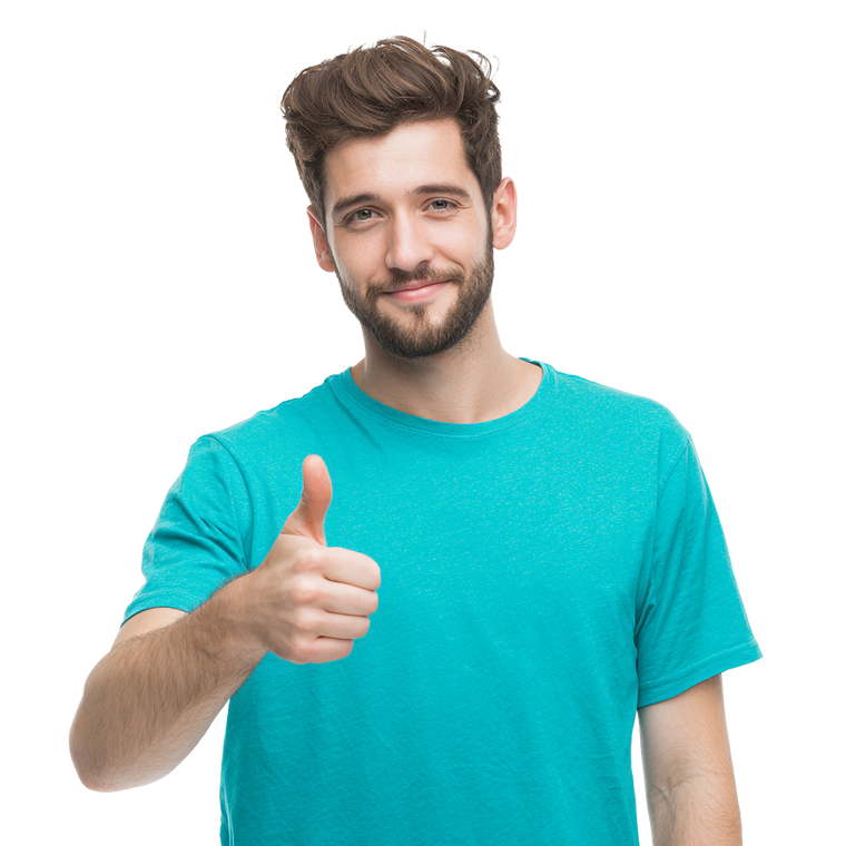 Smiling Man Thumbs Up Vinyl Car Decal Sticker – Waterproof & UV-Resistant 3.4133333333333336"