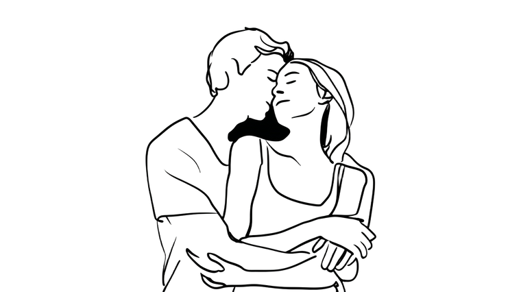 Loving Couple Embracing Vinyl Car Decal Sticker – Waterproof & UV-Resistant 2.72"