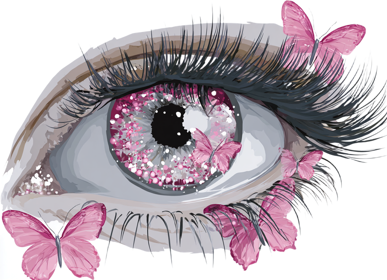Pink Butterfly Eye Vinyl Car Decal Sticker – Waterproof & UV-Resistant 3.0933333333333333"