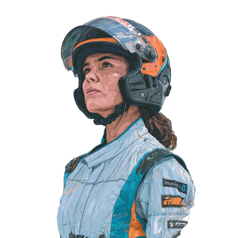 Female F1 Driver Vinyl Car Decal Sticker – Waterproof & UV-Resistant 3.4133333333333336"