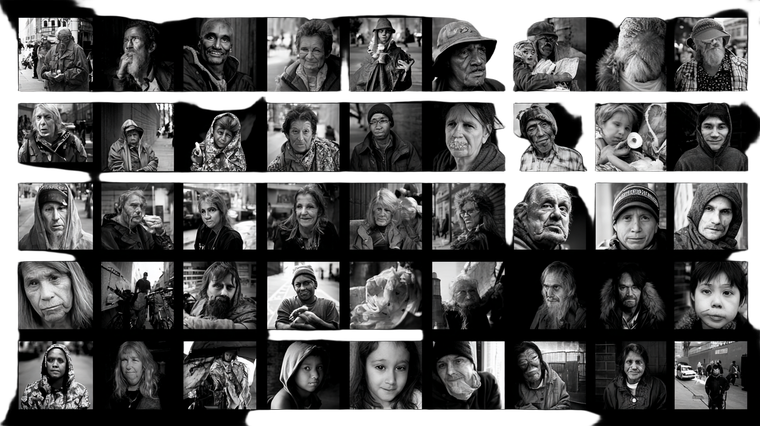 Homeless Portraits Grid Vinyl Car Decal Sticker – Waterproof & UV-Resistant 5.4
