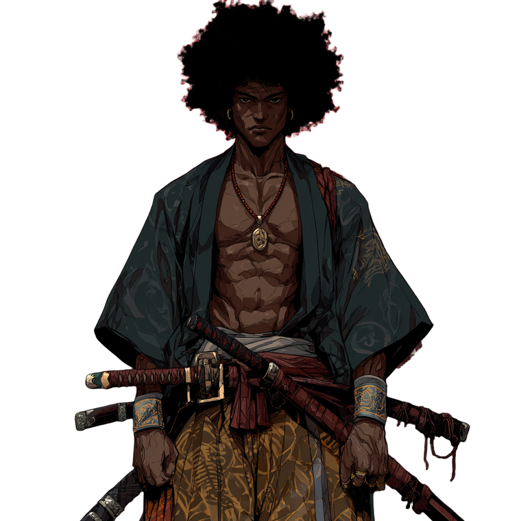 Afro Samurai Warrior Vinyl Car Decal Sticker – Waterproof & UV-Resistant 3.4133333333333336"