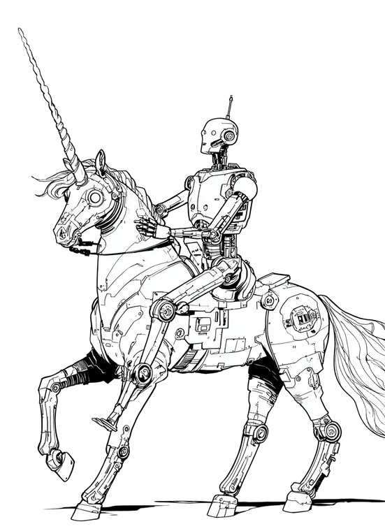 Robot On Unicorn Vinyl Car Decal Sticker – Waterproof & UV-Resistant 4.266666666666667"
