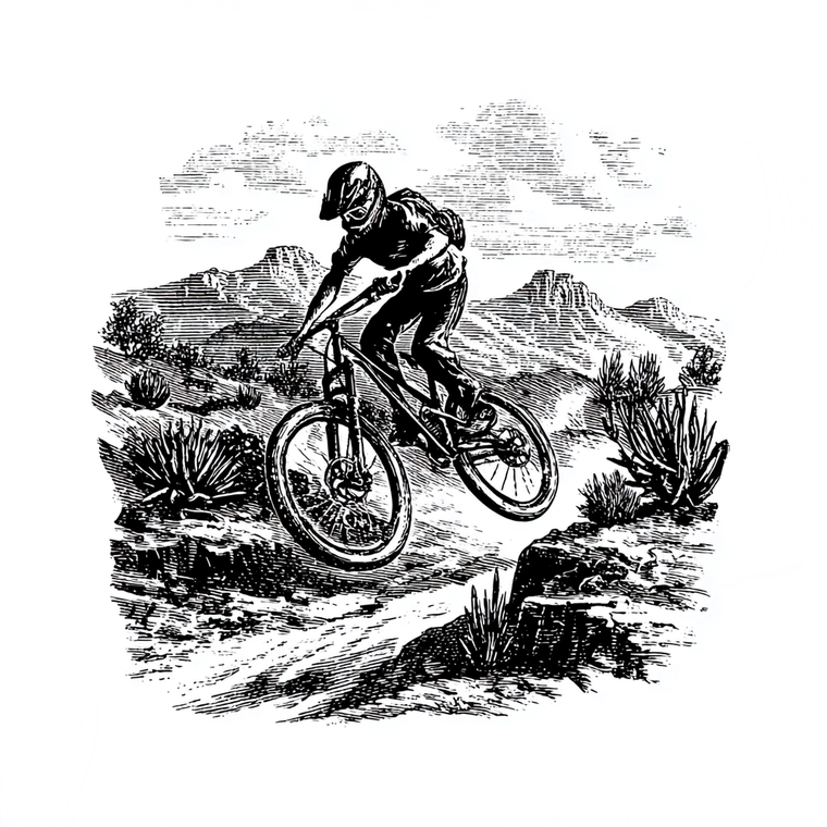 Vintage Mountain Biker V2 Vinyl Car Decal Sticker – Waterproof & UV-Resistant 6.826666666666667"