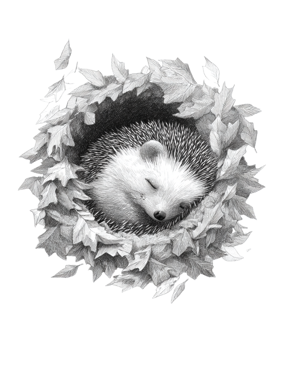 Curled Hedgehog Doodle Vinyl Car Decal Sticker – Waterproof & UV-Resistant 4.1066666666666665"