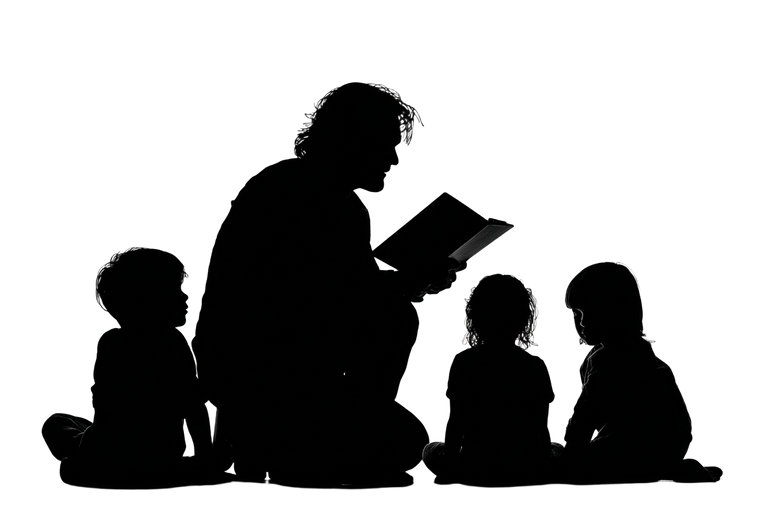 Storyteller Silhouette Vinyl Car Decal Sticker – Waterproof & UV-Resistant 2.986666666666667"