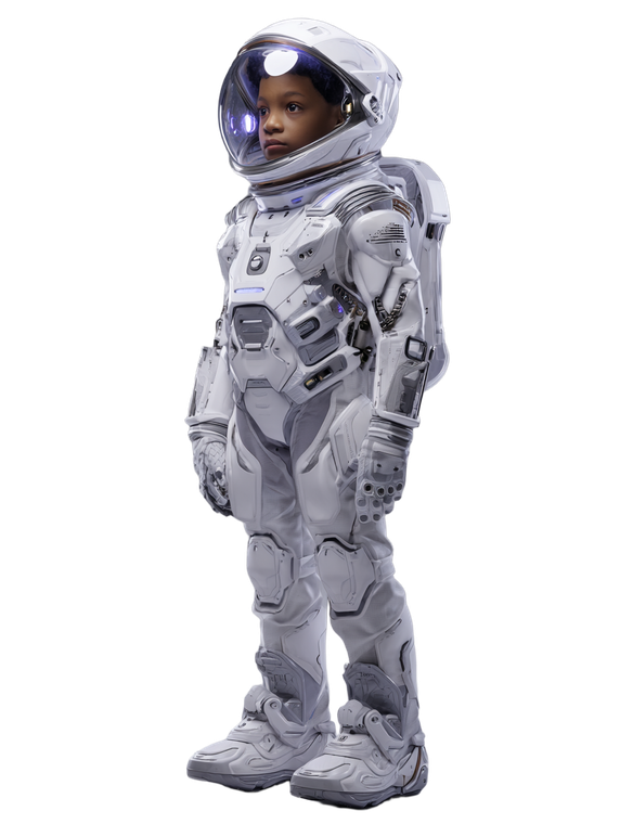 Futuristic Child Astronaut Vinyl Car Decal Sticker – Waterproof & UV-Resistant 4.1066666666666665"