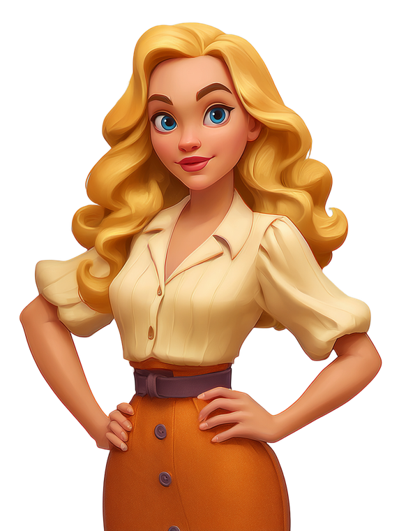 Cartoon Blond Woman Vinyl Car Decal Sticker – Waterproof & UV-Resistant 8.213333333333333"