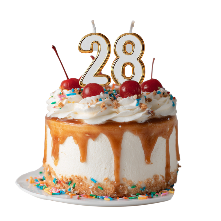 28Th Birthday Cake Vinyl Car Decal Sticker – Waterproof & UV-Resistant 3.4133333333333336"