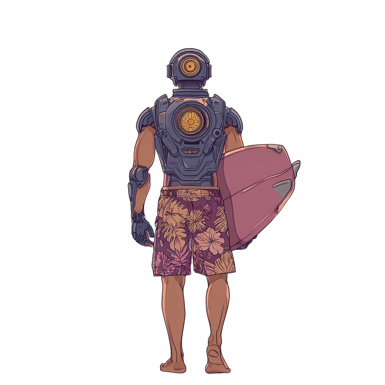 Surfer Robot Guy Vinyl Car Decal Sticker – Waterproof & UV-Resistant 3.4133333333333336"
