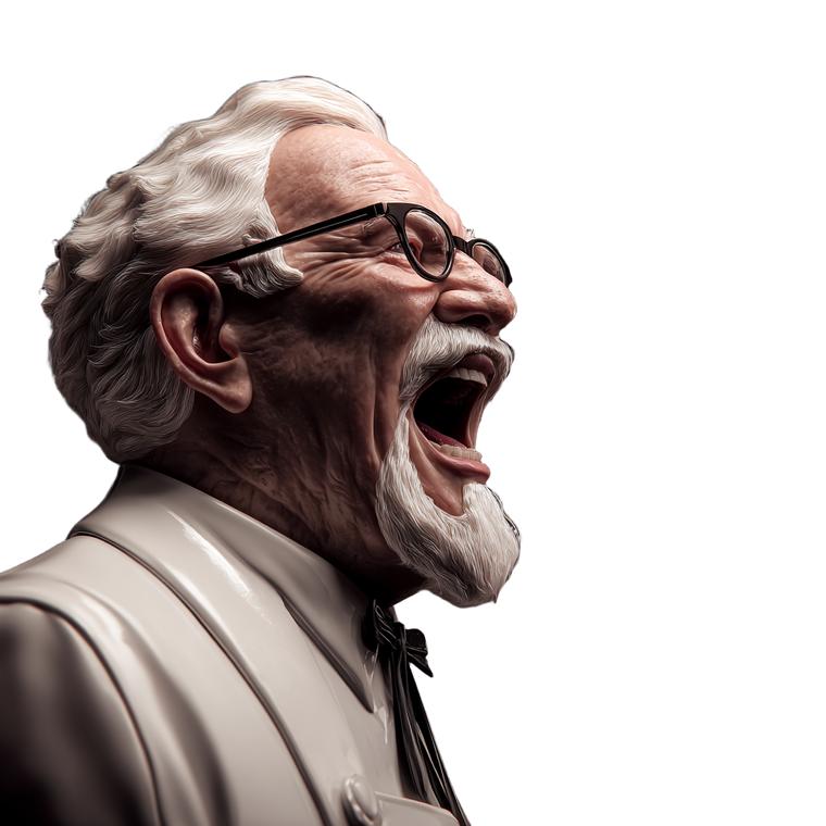 Colonel Sanders Shouting Vinyl Car Decal Sticker – Waterproof & UV-Resistant 3.4133333333333336"
