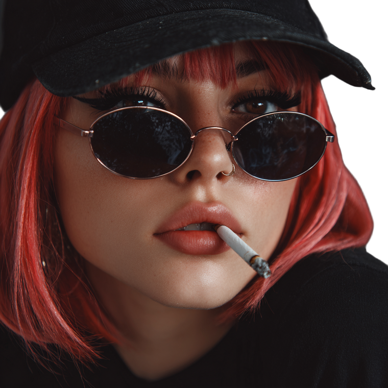 Emo Girl Smoking Vinyl Car Decal Sticker – Waterproof & UV-Resistant 3.4133333333333336"