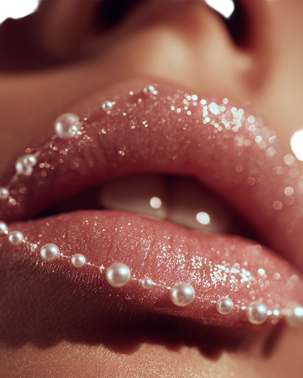 Pearl-Adorned Lips Vinyl Car Decal Sticker – Waterproof & UV-Resistant 4.0"