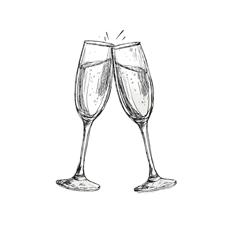 Clinking Champagne Glasses Vinyl Car Decal Sticker – Waterproof & UV-Resistant 3.4133333333333336"