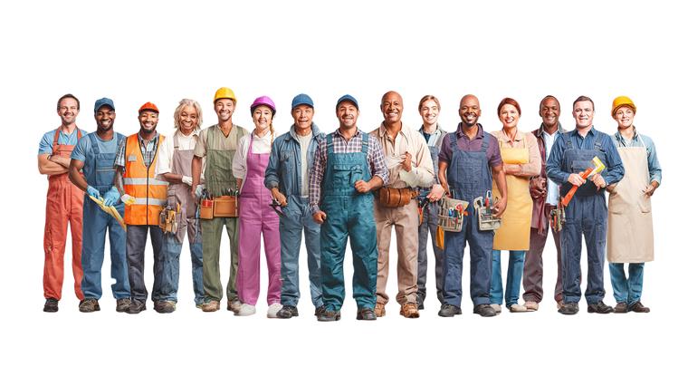 Happy Diverse Workers V2 Vinyl Car Decal Sticker – Waterproof & UV-Resistant 2.72"