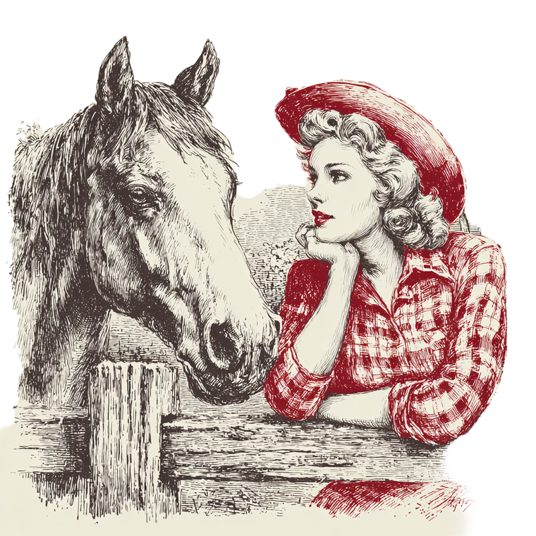 Cowgirl And Horse V5 Vinyl Car Decal Sticker – Waterproof & UV-Resistant 3.4133333333333336"
