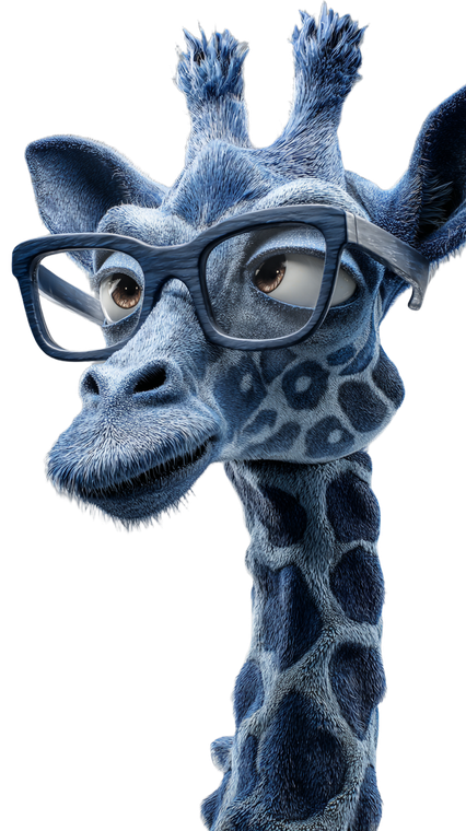 Blue Glasses Giraffe Vinyl Car Decal Sticker – Waterproof & UV-Resistant 4.8533333333333335"