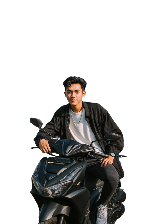 Handsome Man On Motorcycle Vinyl Car Decal Sticker – Waterproof & UV-Resistant 4.4