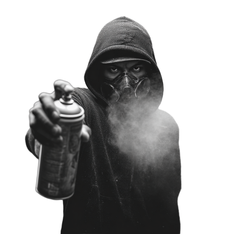 Spray Artist Portrait Vinyl Car Decal Sticker – Waterproof & UV-Resistant 3.4133333333333336"