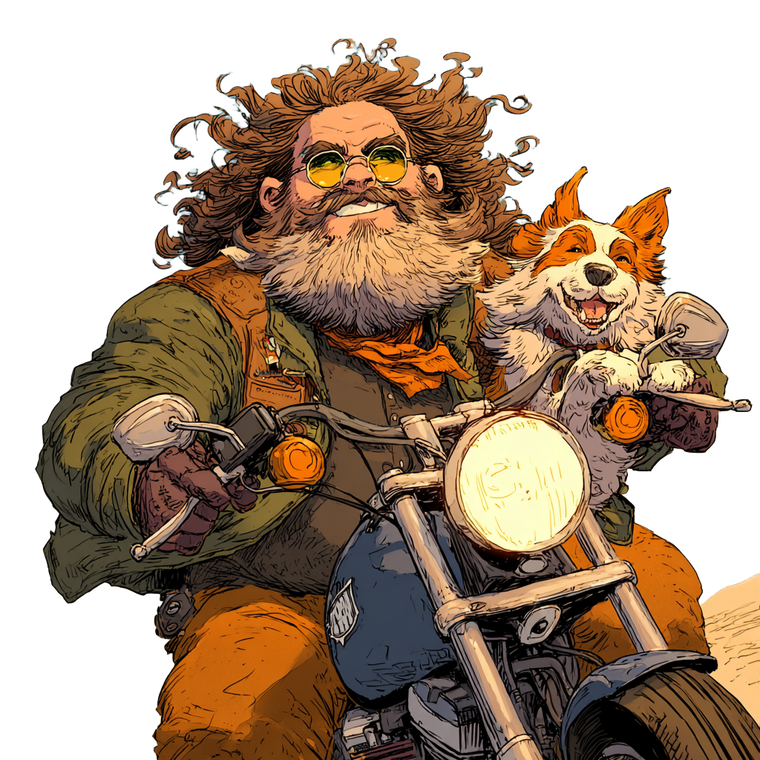 Biker With Dog Vinyl Car Decal Sticker – Waterproof & UV-Resistant 3.4133333333333336"
